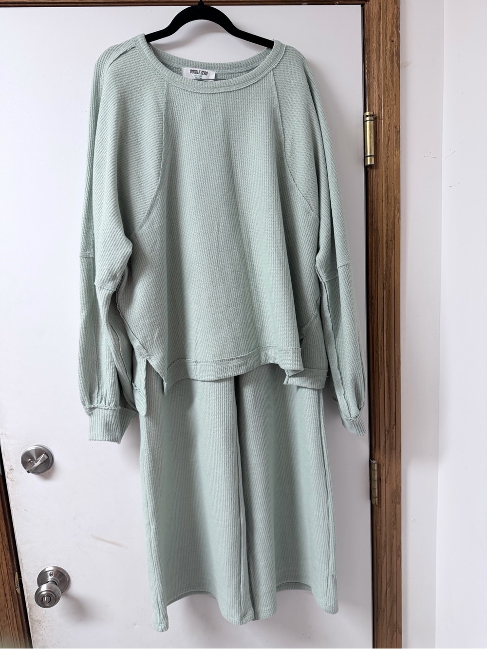 Double Zero Mint Waffle Knit Womens Pajama Set